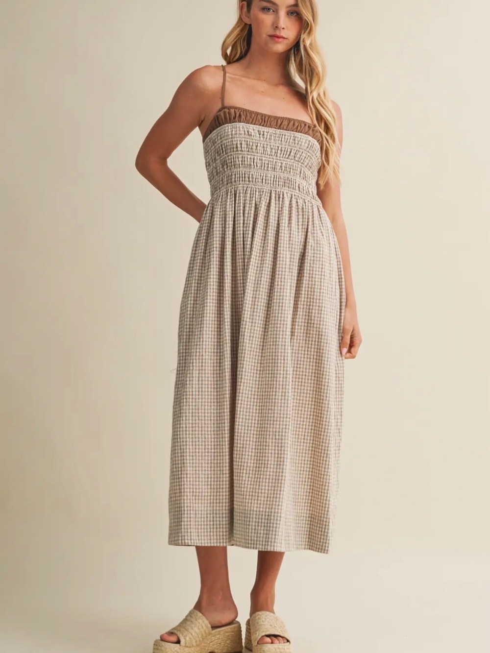 Coconut Shell Contrast Trim Dress